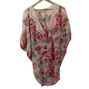 Victoria's Secret Vintage Gold Label Floral Lace Kimono Size Small Coquette Soft